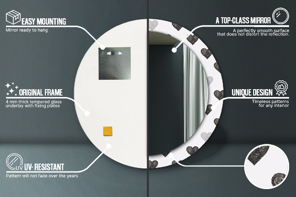 Kerek dísztükör Absztrakt szívek