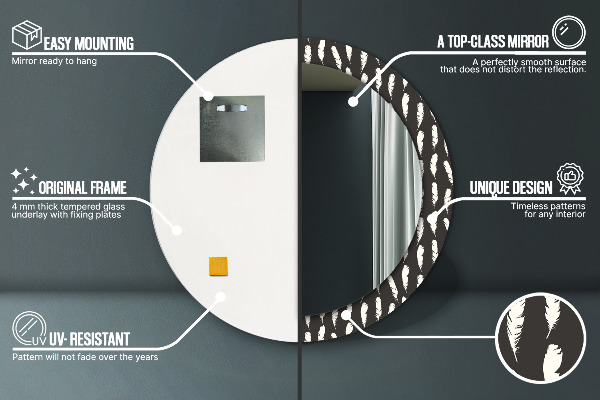 Kerek tükör fali dísz Tollak