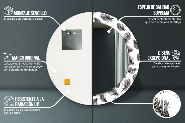 Kerek dísztükör Tollak