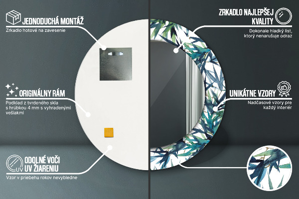 Kerek tükör díszítéssel Kék pálmafák