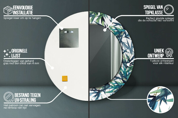 Kerek tükör díszítéssel Kék pálmafák