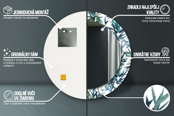 Kerek tükör díszítéssel Kék pálmafák