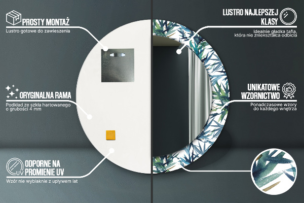 Kerek tükör díszítéssel Kék pálmafák