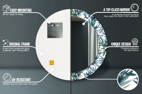 Kerek tükör díszítéssel Kék pálmafák