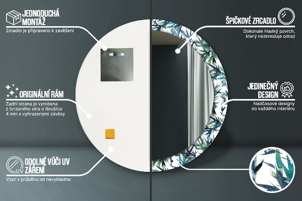 Kerek tükör díszítéssel Kék pálmafák