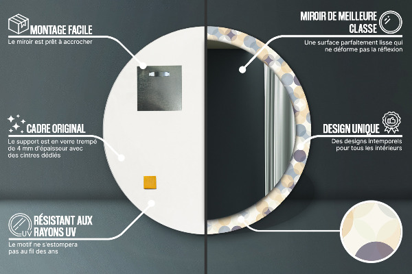 Kerek tükör keret nyomtatással Geometriai körök