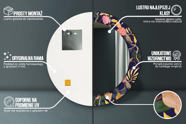 Kerek tükör fali dísz Akvarell növények