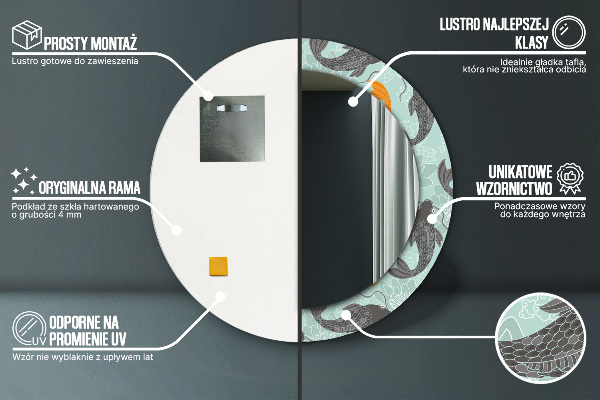 Kerek díszes tükör Kínai ponty