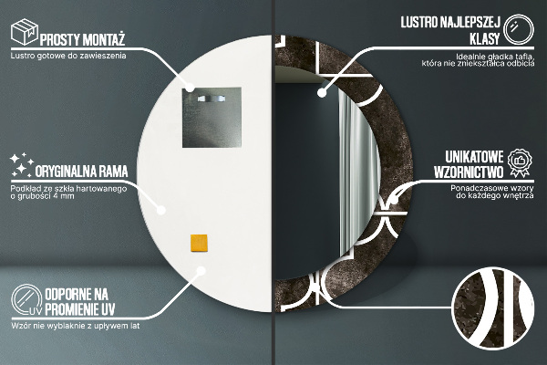 Kerek díszes tükör Antik csempe