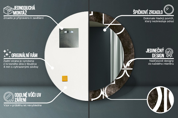 Kerek díszes tükör Antik csempe