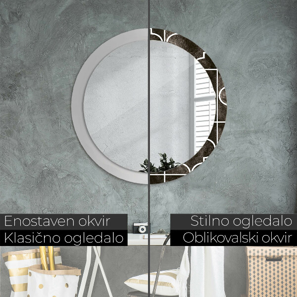 Kerek díszes tükör Antik csempe