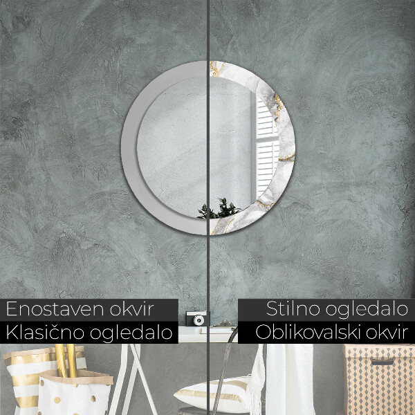 Kerek tükör fali dísz Fehér arany márvány