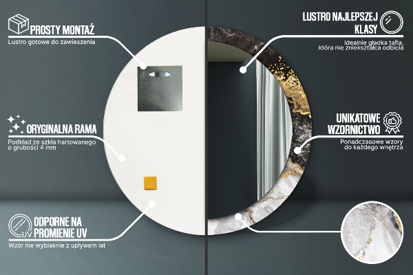 Kerek tükör díszítéssel Márvány és arany