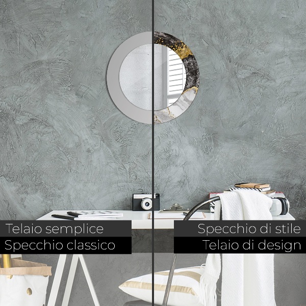 Kerek tükör díszítéssel Márvány és arany