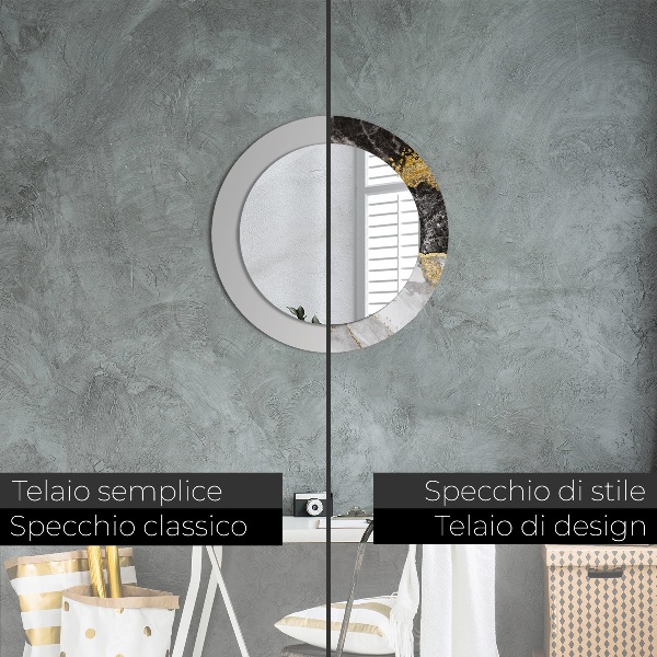 Kerek tükör díszítéssel Márvány és arany