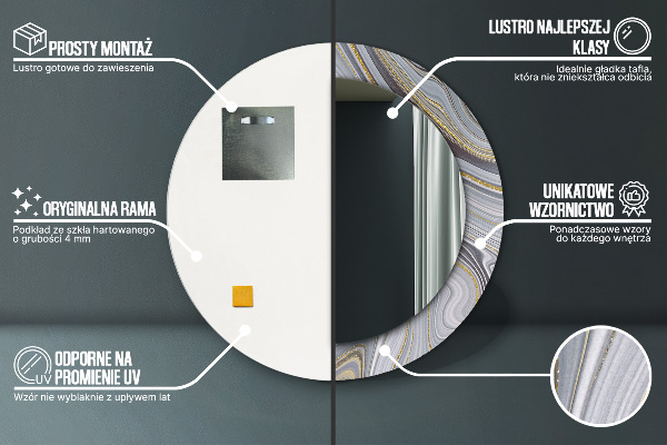 Kerek díszes tükör Szürke márvány