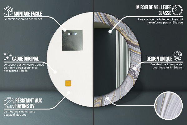 Kerek díszes tükör Szürke márvány