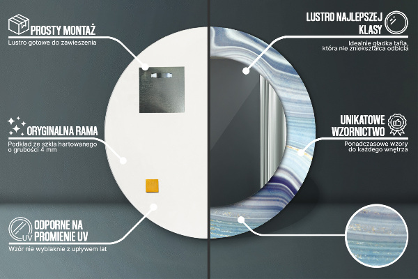 Kerek tükör fali dísz Kék márvány