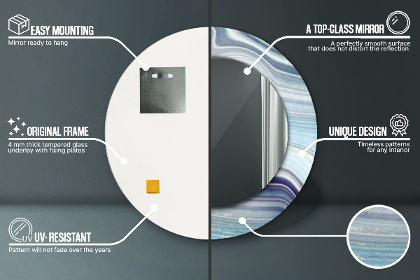 Kerek tükör fali dísz Kék márvány