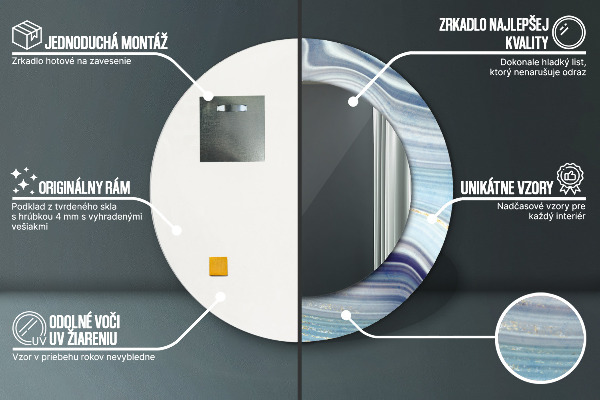 Kerek tükör fali dísz Kék márvány