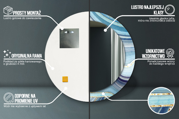 Kerek tükör fali dísz Kék márvány