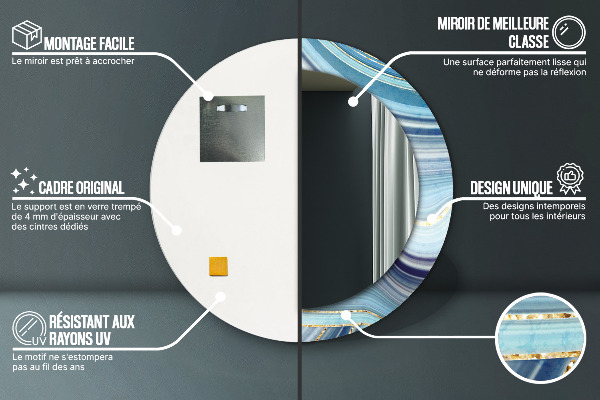 Kerek tükör fali dísz Kék márvány