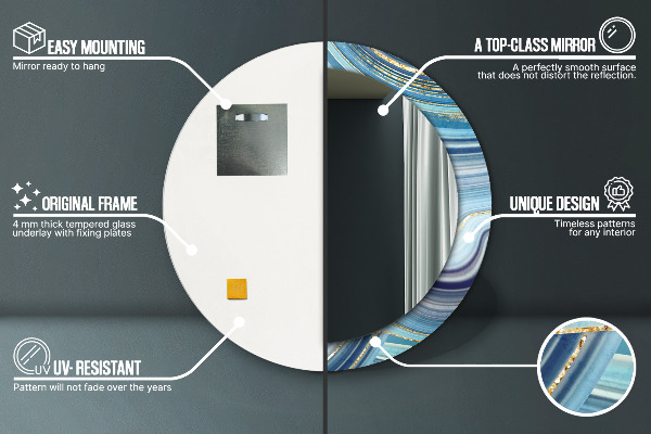 Kerek tükör fali dísz Kék márvány