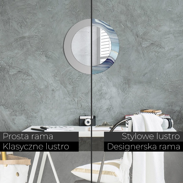 Kerek tükör fali dísz Kék márvány