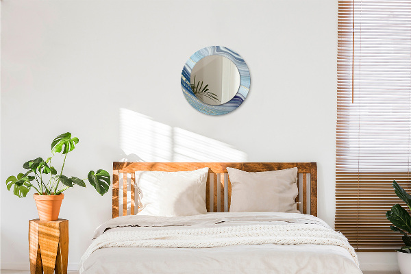 Kerek tükör fali dísz Kék márvány