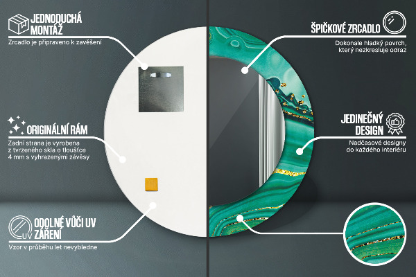 Kerek dísztükör Achát jáspis márvány