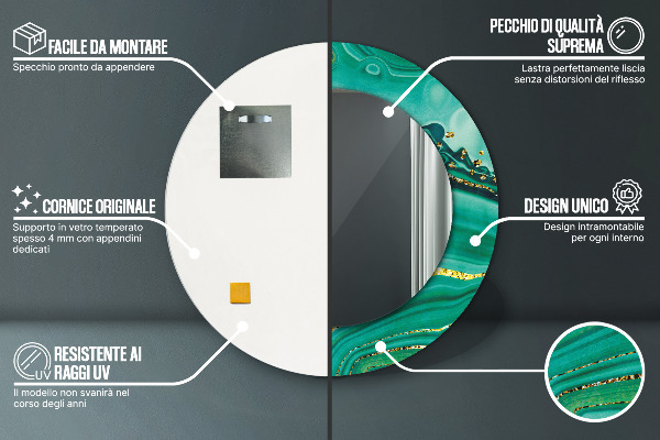 Kerek dísztükör Achát jáspis márvány