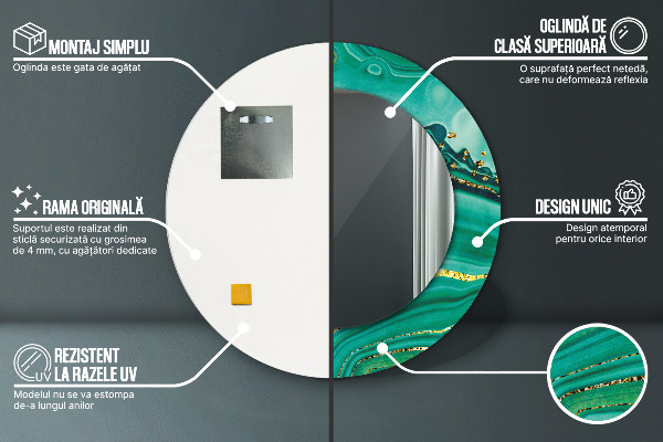 Kerek dísztükör Achát jáspis márvány