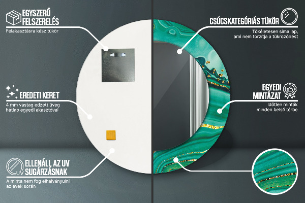 Kerek dísztükör Achát jáspis márvány