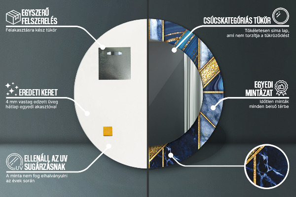 Kerek tükör fali dísz Modern márvány