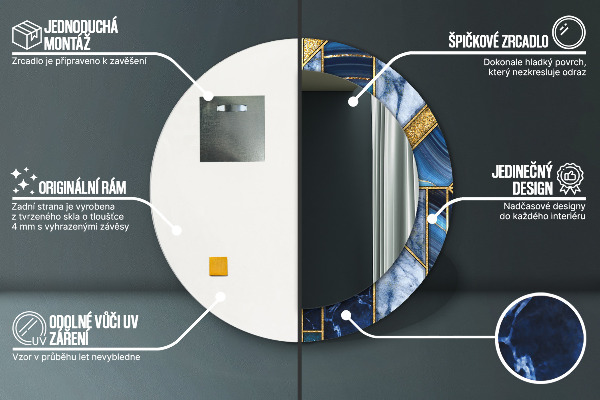 Kerek tükör fali dísz Modern márvány