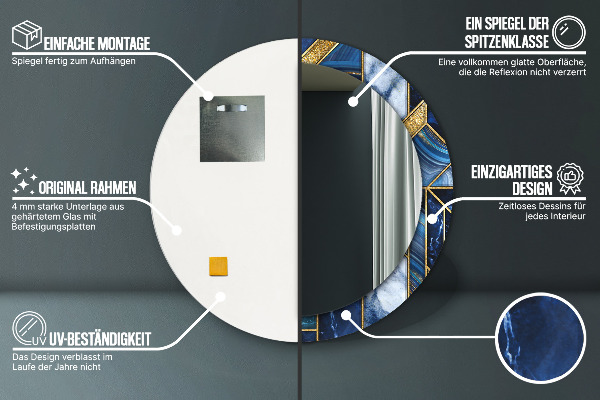 Kerek tükör fali dísz Modern márvány