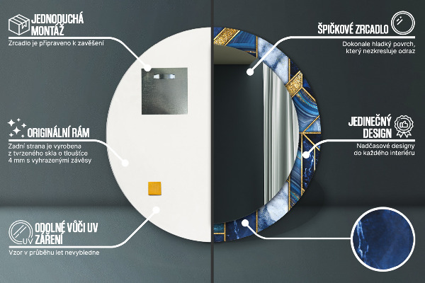 Kerek tükör fali dísz Modern márvány