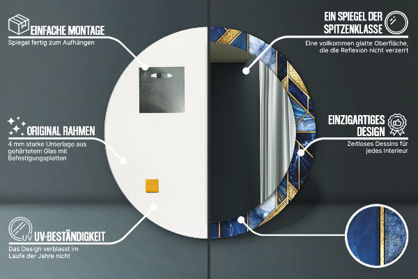 Kerek tükör fali dísz Modern márvány