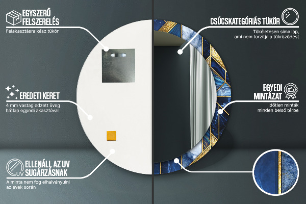 Kerek tükör fali dísz Modern márvány