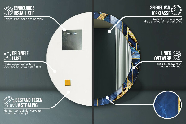 Kerek tükör fali dísz Modern márvány