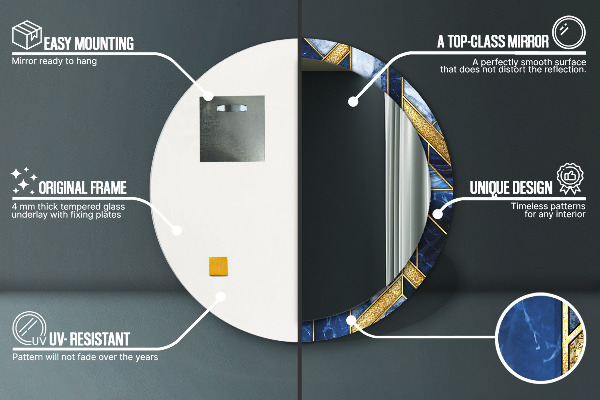 Kerek tükör fali dísz Modern márvány