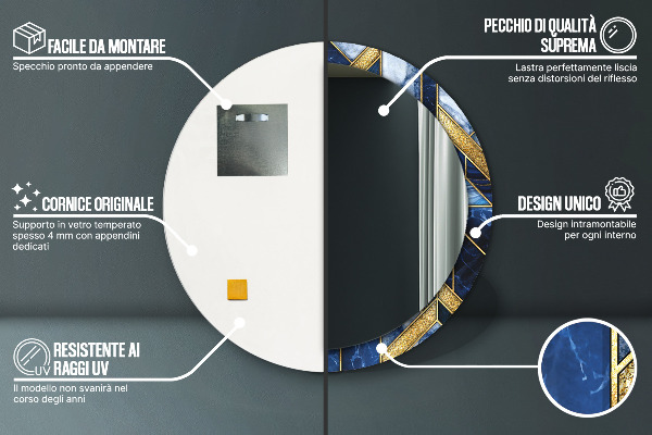 Kerek tükör fali dísz Modern márvány