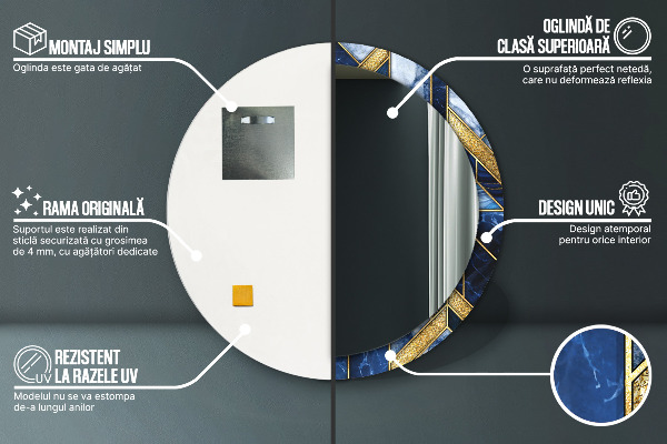 Kerek tükör fali dísz Modern márvány