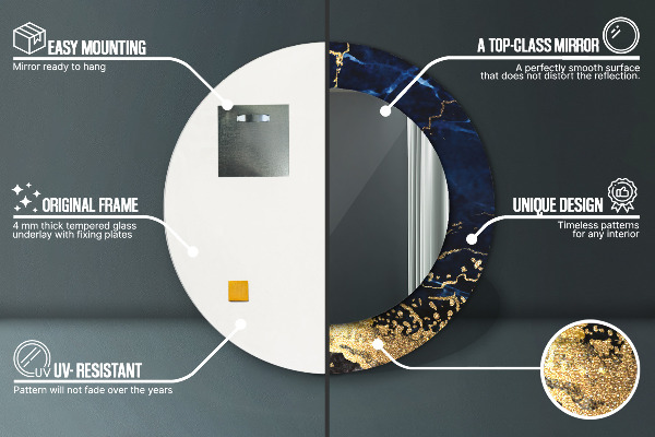 Kerek dísztükör Kék márvány