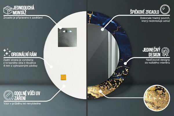 Kerek dísztükör Kék márvány