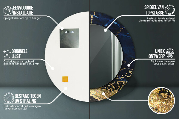 Kerek dísztükör Kék márvány