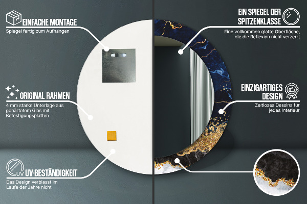 Kerek dísztükör Kék márvány