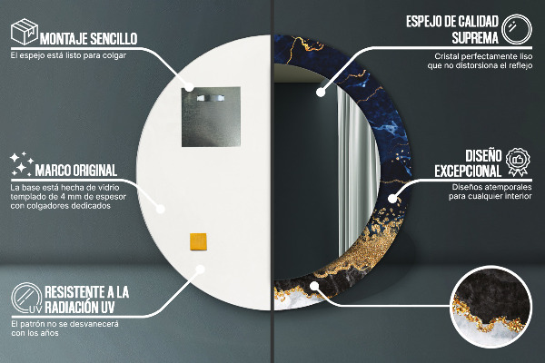 Kerek dísztükör Kék márvány