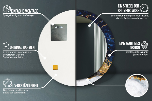 Kerek dísztükör Kék márvány