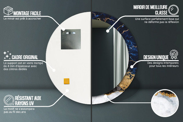 Kerek dísztükör Kék márvány